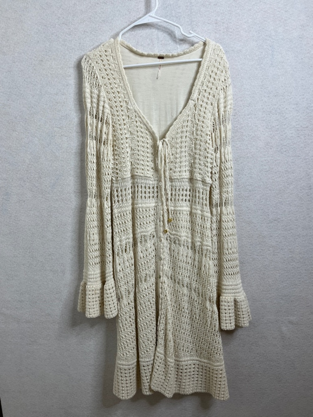 Crochet Open-Knit Cream Women’s Sweater Cardigan